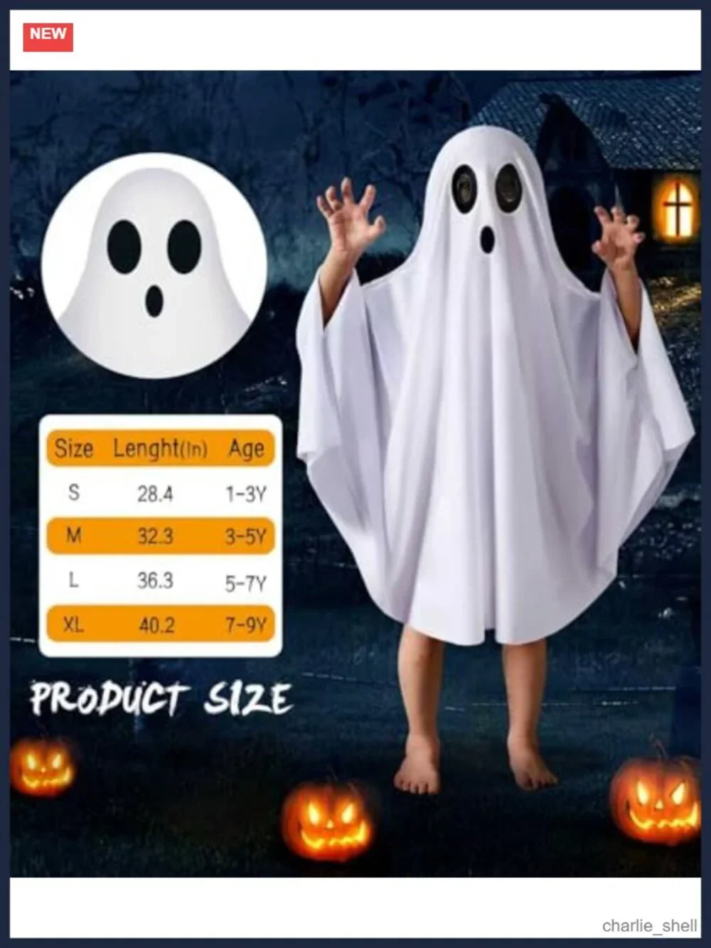 Kids Ghost Halloween Costume Glow in the Dark Cape Toddler Boys Girls